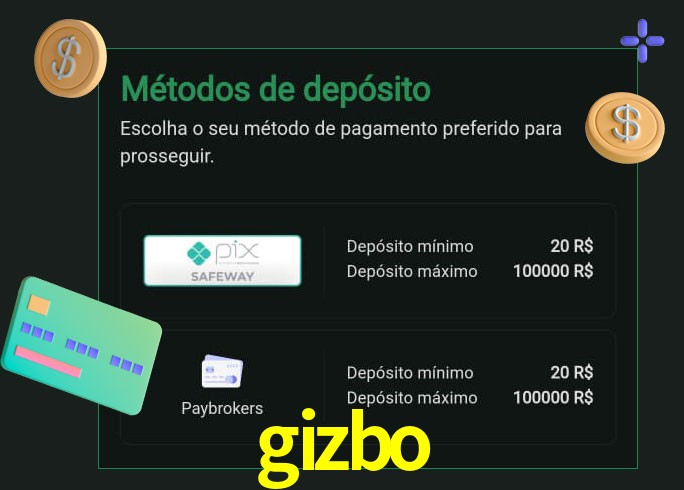 O cassino gizbo oferece uma grande variedade de métodos de pagamento